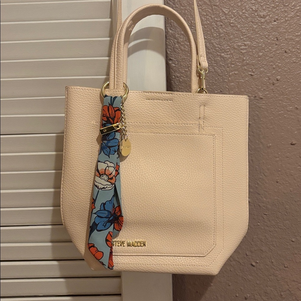 Steve Madden Cream Tote with Floral Accent